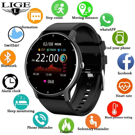 Smartwatch with Touch Screen – Fitness Tracking, Bluetooth Call, Waterproof