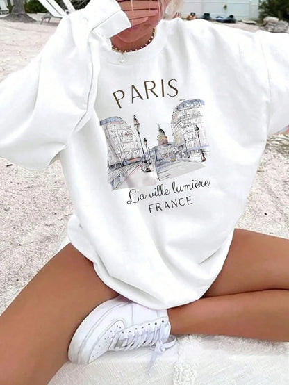 Paris Graphic Hoodie — Fleece Lined, Autumn Streetwear Basic