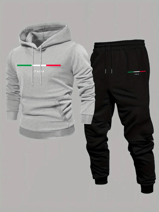 Couple Hoodie & Drawstring Pants Set – Printed Fleece