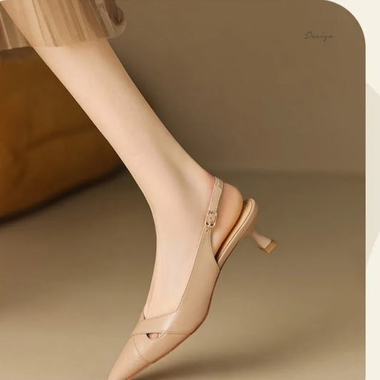 BreezePoint | Hollow Pointed Toe Low Heel Sandals – Breathable & Comfortable