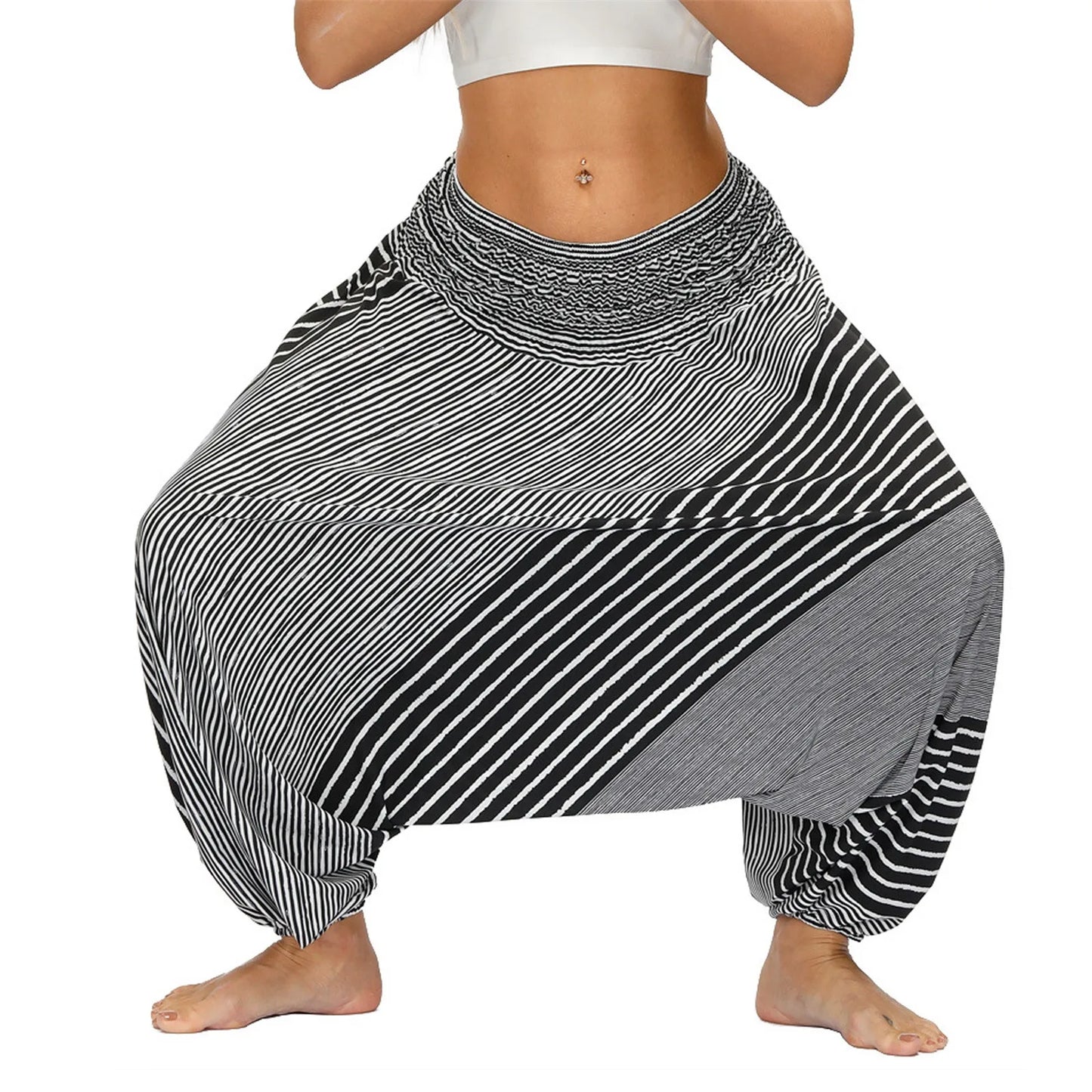 Boho Harem Pants — Printed Wide-Leg Fit