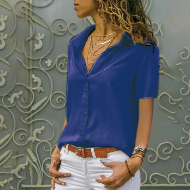 Classic Femme – Solid Color Short Sleeve Shirt
