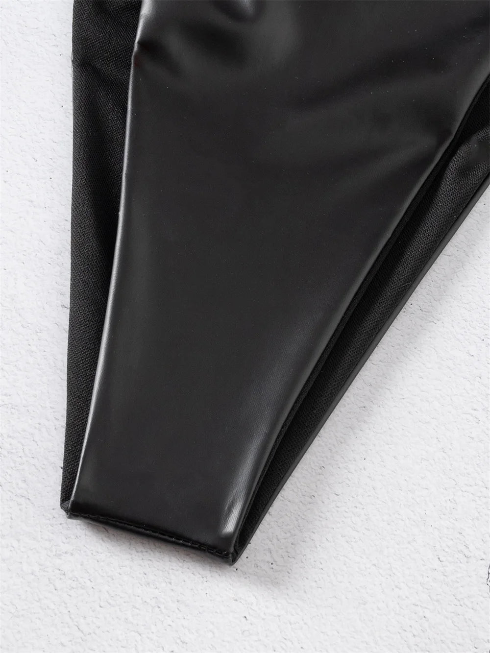 Black Micro Bikini in Glossy PU – Y2K Style