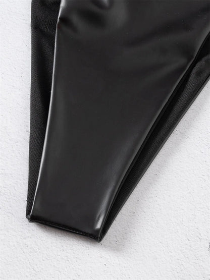 Black Micro Bikini in Glossy PU – Y2K Style