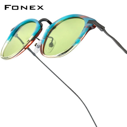 FONEX Acetate Titanium Polarized Sunglasses – Vintage Round Unisex Design