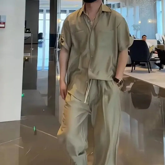 Siena Slim Set – Khaki Shirt & Tailored Pants