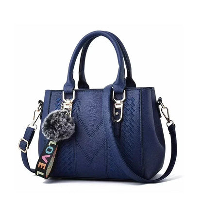 Embroidery Messenger Bag | Leather Hair Ball Handbag