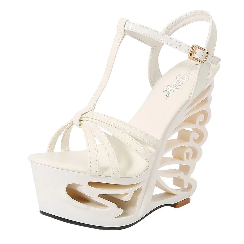 Viva | Super High Heel Hollow Out Wedge Sandals – 14.5CM Summer Pumps