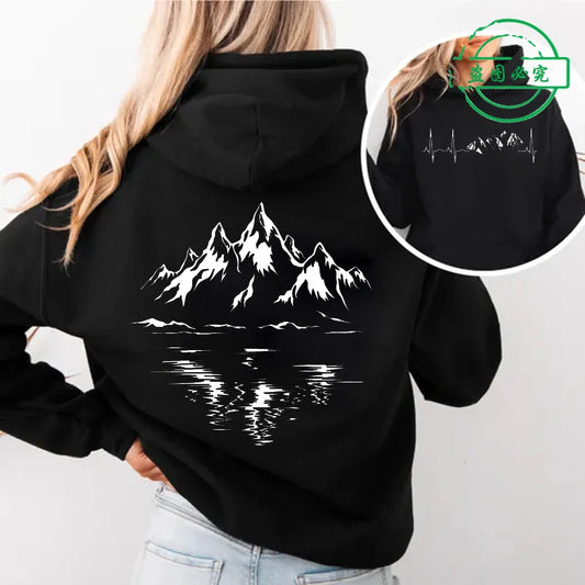 Mountain Print Outdoor Hoodie — Technical Climbing Inspired Design