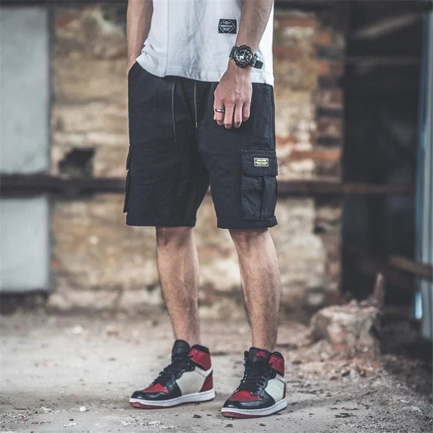 Baggy Hip-Hop Cargo Shorts with Elastic Waist
