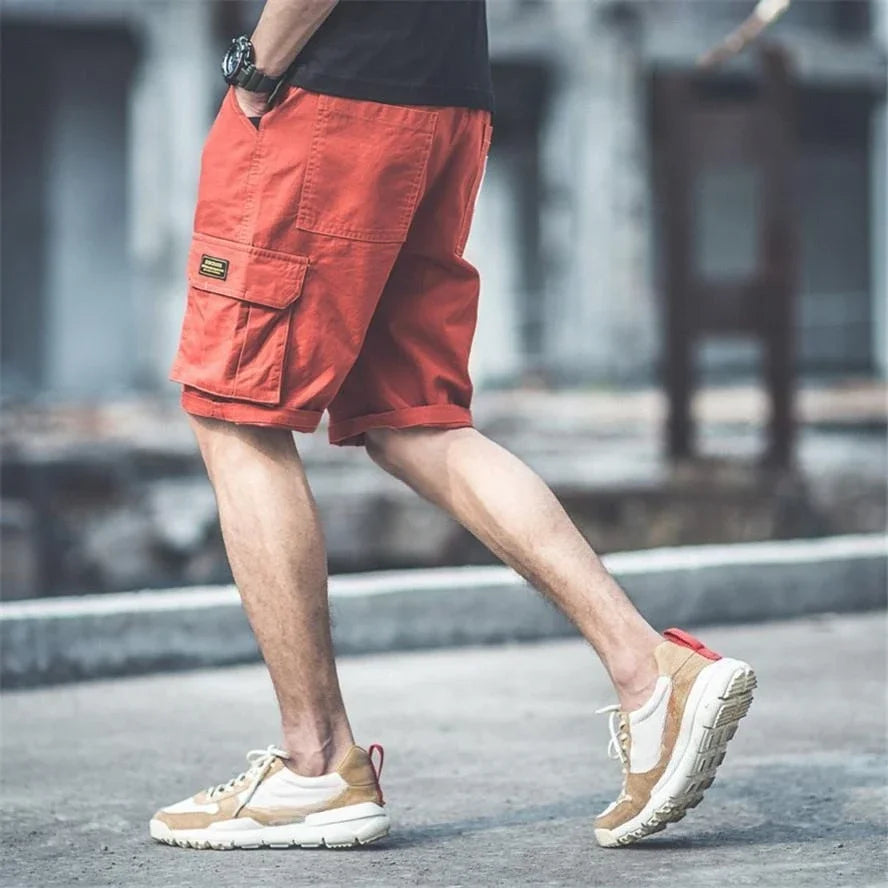Baggy Hip-Hop Cargo Shorts with Elastic Waist