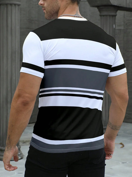 Striped Quick-Dry Tee – Breathable Comfort