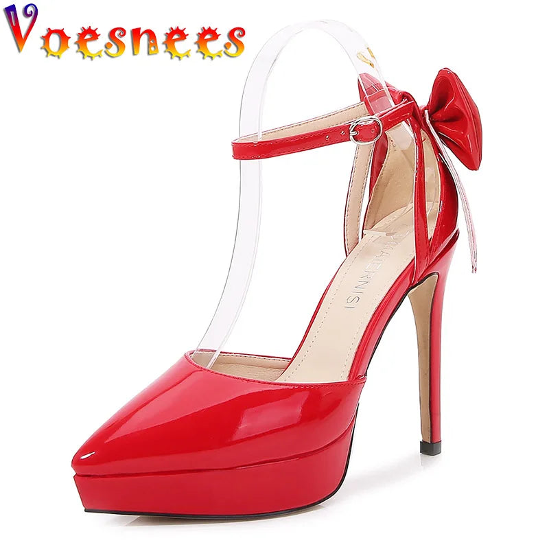 Voesnees | Pointed Toe 12CM Stiletto Pumps – Bow-Knot Detail