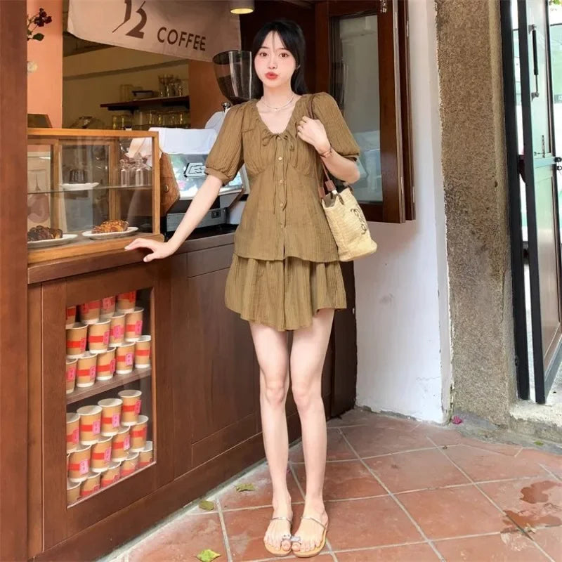 Tailored Button Shirt & Shorts Co-ord