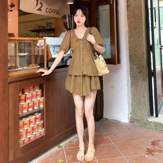 Tailored Button Shirt & Shorts Co-ord
