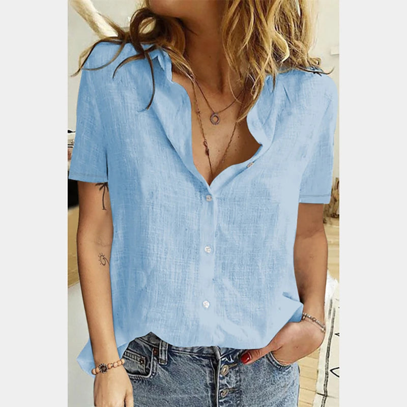 Soft Layers – Oversized Linen Shirt with Birds Print