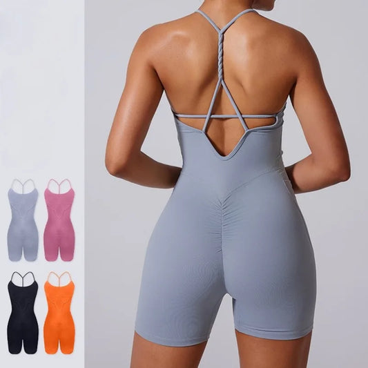 CoreZip Gym Romper – Seamless Workout Jumpsuit