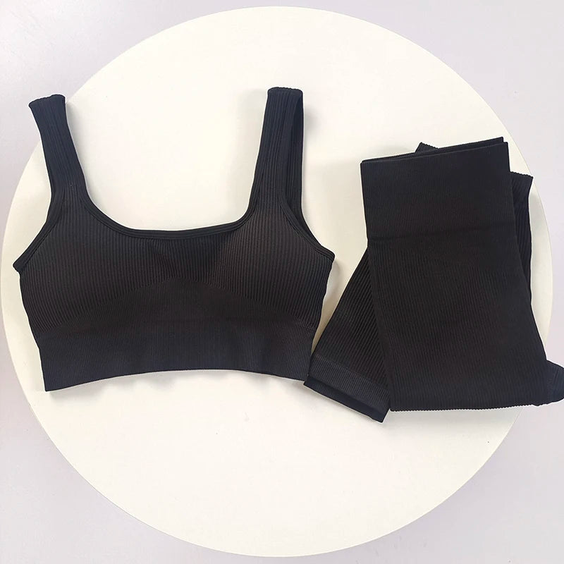 AirKnit Sweat Set – Breathable Ribbed Yoga Suit