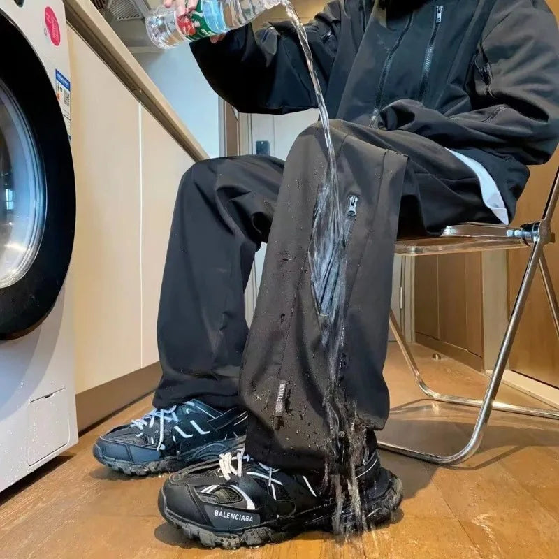 Oversized Waterproof Cargo Joggers with Zipper