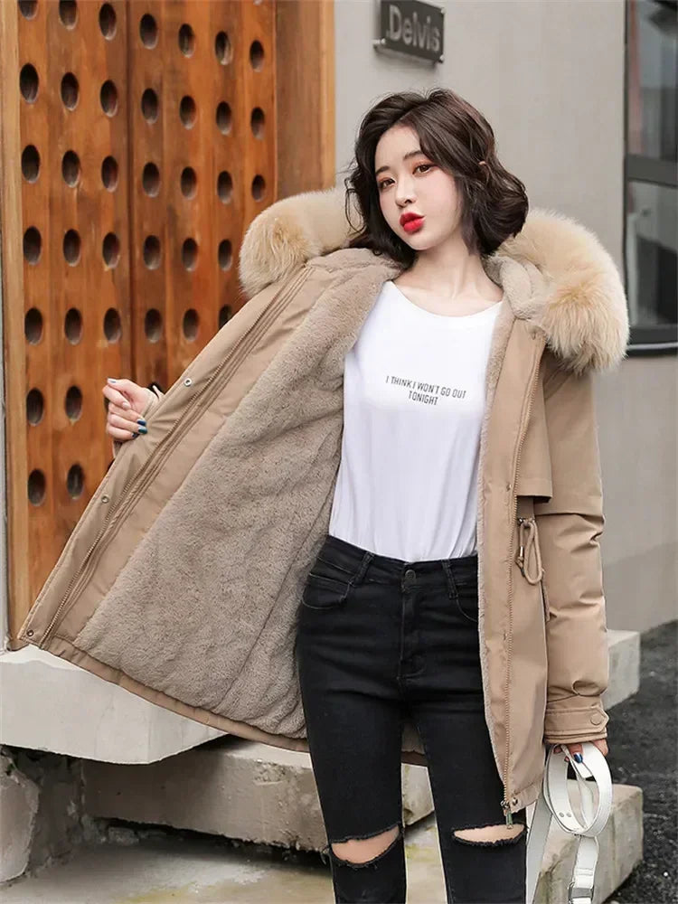 Wool Fur Hooded Parka