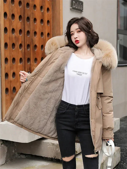 Wool Fur Hooded Parka