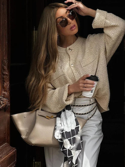 Single-Breasted Knit Cardigan