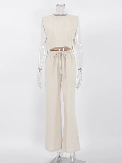 Holiday Linen Crop Set – Two-Piece Matching Outfit