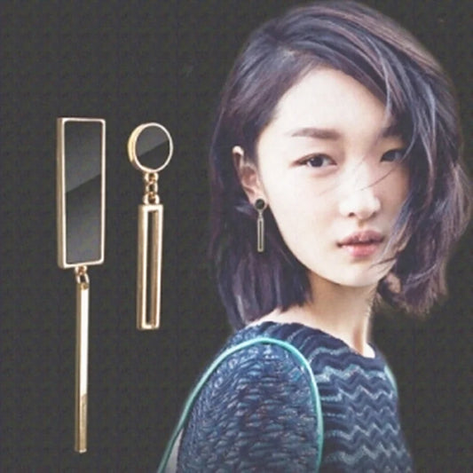 Asymmetrical Crystal Drop Earrings – Statement Geometric Design