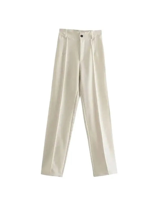Office Wear Straight Pants — Vintage High Waist