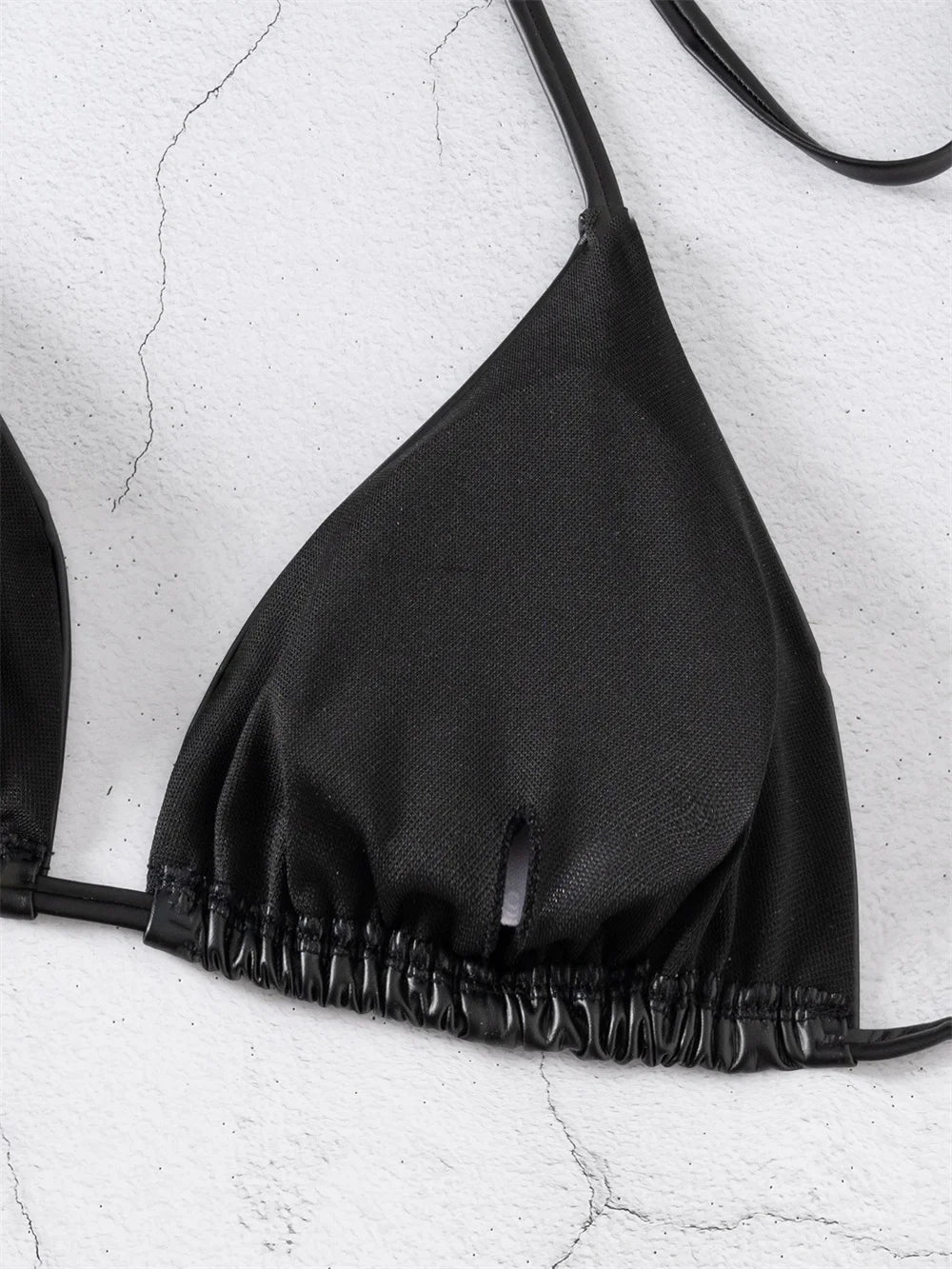Black Micro Bikini in Glossy PU – Y2K Style