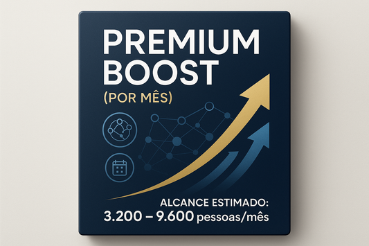 cria imagem para o pacote Premium Boost (por mês) | Alcance Estimado: 3,200 – 9,600 pessoas/mês